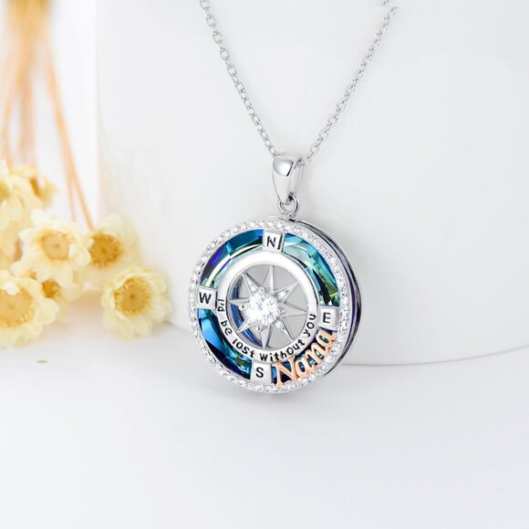 Sterling Silver Nana Compass Necklace Pendant Gift for Mom, Sister, Nana, Daught - Picture 4 of 6